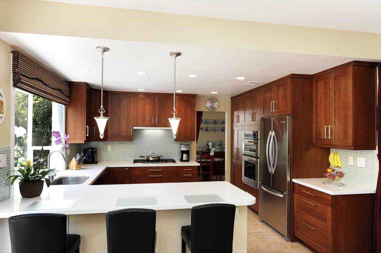 Elegant kitchen with refrigerator
