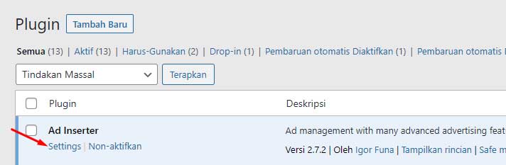 Cara Pasang Auto Ads Pada Plugin Adinserter